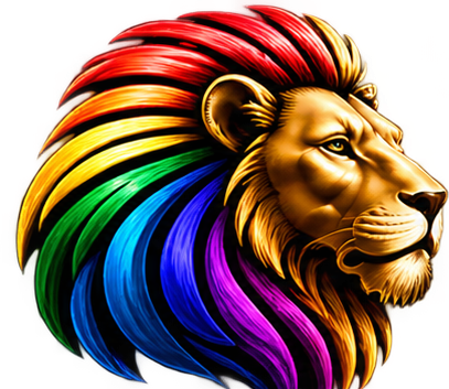 Golden lion with rainbow mane